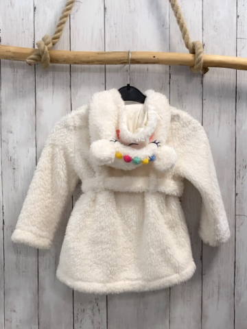 DP...aM Bademantel  Gr. 98  weiß Plüsch lama bunte Taschen 