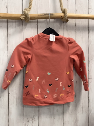 S´Oliver  Pullover  Gr. 104  hellrot bunte Herzen + Buchstaben 