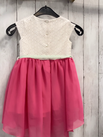   Kleid  Gr. 98  weißes Oberteil mit Locmuster pink Rock mint Gürtelband 