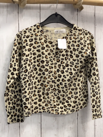 H&M  Strickjacke  Gr. 98  beige schwarz braun leoprnt 