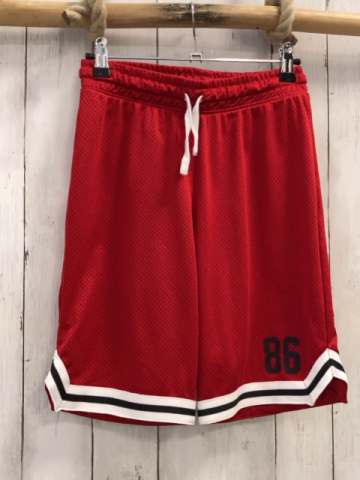 Terranova  Sportshorts  Gr. 152  rot Lochmuster weiß schwarzer Streifensaum weiße Kordel 