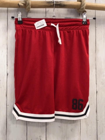 Terranova  Sportshorts  Gr. 152  rot Lochmuster weiß schwarzer Streifensaum weiße Kordel 
