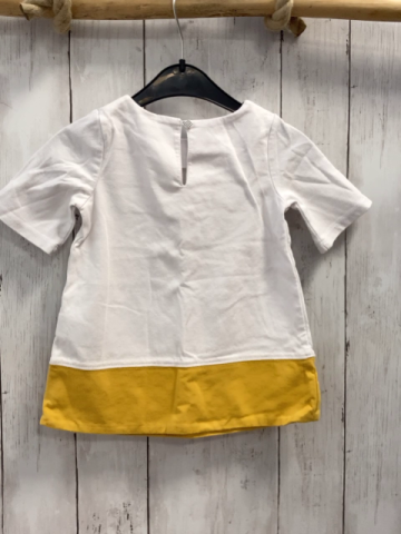  Kleid  Gr. 80  weiß Häuser Mofa gelber Saum 
