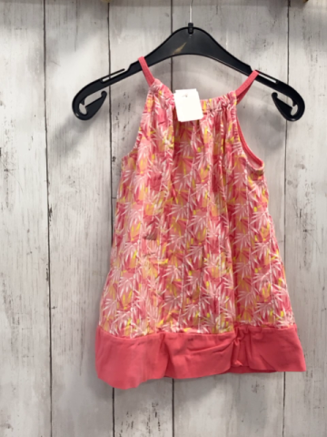 Obaibi Kleid  Gr. 86  rosa mit gelb weiß roten Blättern rosa Saum 