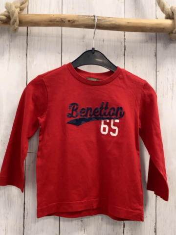 Benetton Langarmshirt Gr. 92  rot Schrift