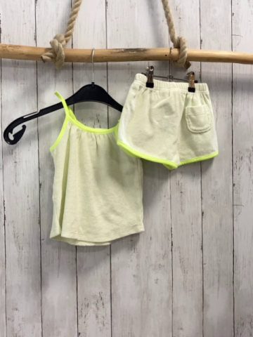 2tlg Zara  Top + Shorts  Gr. 98  creme Frottee gelber Bund 