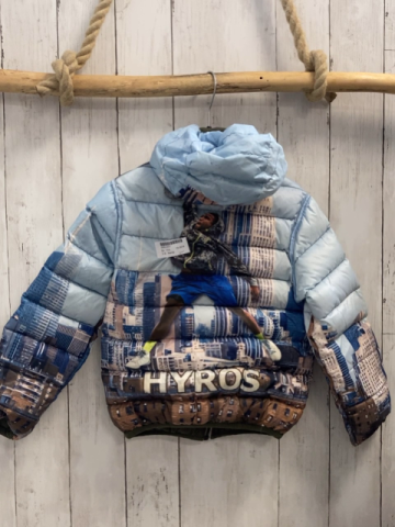 Hyros  Wende-Winterjacke  Gr. 110  kiwi / Basketballer vor Häusern 