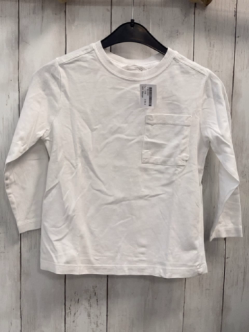 Mango  Langarmshirt  Gr. 116  weiß Brusttasche 