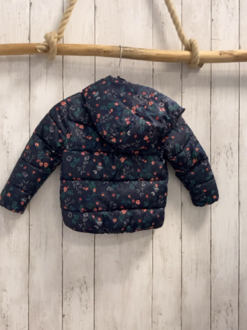 Mango Winterjacke  Gr. 92  grau Blumen Kapuze 