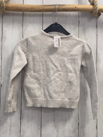 H&M  Pullover  Gr. 98  hellgrau Strick gestickte Blumen 