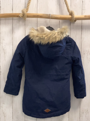   Wiinterjacke  Gr. 122  blau Kapuze mit Fellbund braune Applikationen 