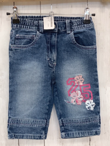   Shorts Gr. 110  blau Jeans Blumen pink Zahl 