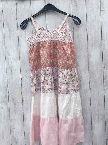H&M  Kleid  Gr. 128  weiß graue Streifen mit Blumen + rosa weiße Streifen 