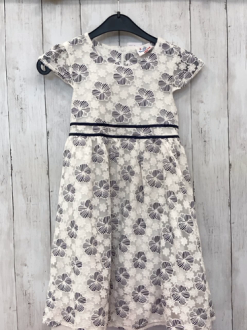   Kleid  Gr. 128  weiß zweilagig Überkleid mit blau weißen Blumen 