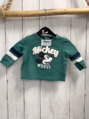 Disney  Pullover  Gr. 62  grün Micky Mouse Streifen an den Ärmeln  