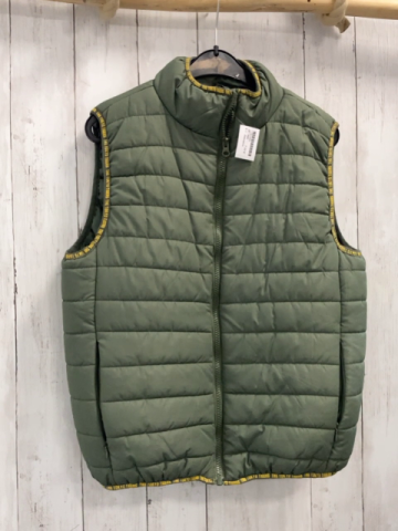 Zebralino  Weste  Gr. 140  oliv Bund mit gelber Schrift 