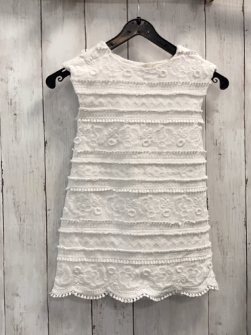 Zara  Kleid  Gr. 110  weiß Streifen Stickerei Bommel 