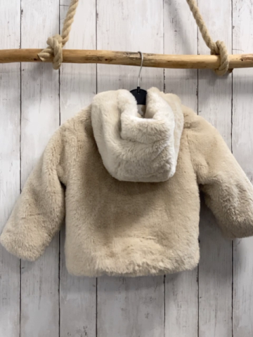 Zara Plüschjacke  Gr. 98  beige Kapuze 