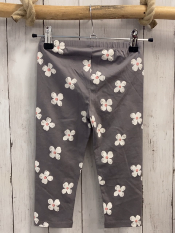 neu  Leggings  Gr. 116  grau weiße Blumen 3/4 lang 