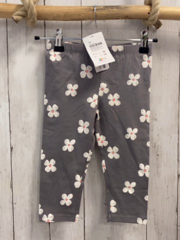 neu  Leggings  Gr. 110  grau weiße Blumen 3/4 lang 