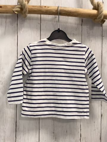  Langarmshirt Gr. 74  weiß blaue Streifen Affe