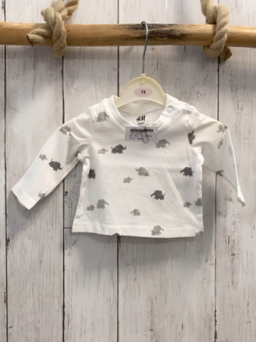 H&M Langarmshirt Gr. 50  weiß graue Elefanten