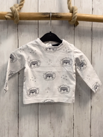 Pusblu Langarmshirt Gr. 68  weiß graue Löwenköpfe