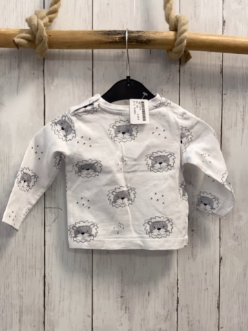 Pusblu Langarmshirt Gr. 68  weiß graue Löwenköpfe