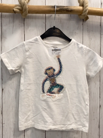 vertbaudet T-Shirt Gr. 98  weiß Pailettenaffee