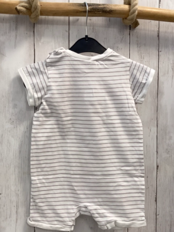 H&M Playsuit Gr. 74  weiß graue Streifen Tigger