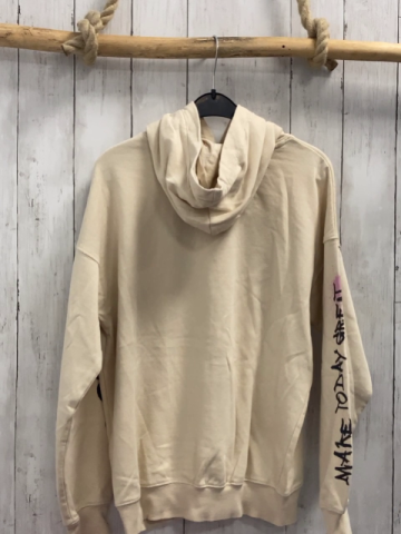H&M  Pullover  Gr. 146/152  beige Kapuze rosa graue Schleife Schrift 