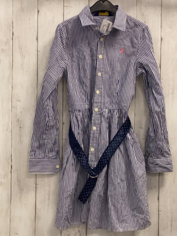 Ralph Lauren  Kleid  Gr. 140  blaue weiße Streifen mit Gürtel 