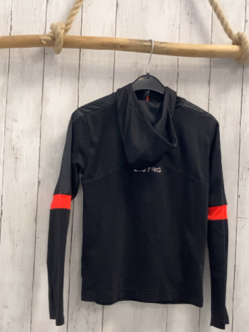 Puma  Sportshirt lang  Gr. 134/140  schwarz Kapuze + schwarz grau gemustert +orange Streifen am Ärmel 