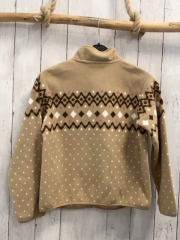 Uniqulo  Fleecejacke  Gr. 140  sand braun weiß beere Punkte Rauten und Zackenstreifen