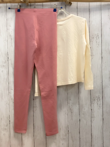 neu 2tlg Sfera  Langarmshirt + Leggings  Gr. 146/152  creme altrosa Herzen mit Pailetten + altrosa 