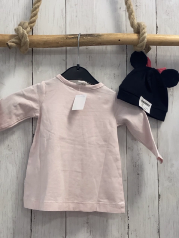 2tlg H&M  Langarmshirt + Mütze  Gr. 68  rosa schwarz Minnie Mouse