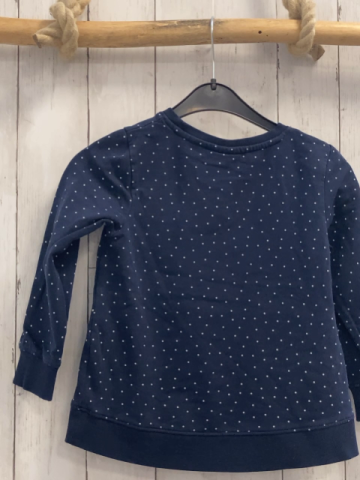   Pullover  Gr. 116  blau weiße Punke Pferd Blumen 