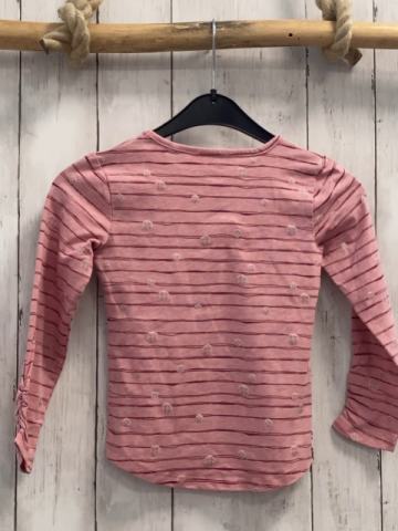   Langarmshirt  Gr. 110  rosa aubergine Streifen silber Blumen