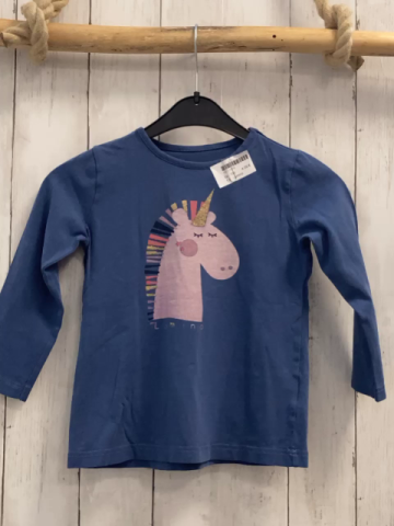Lamino  Langarmshirt  Gr. 104  blau Einhorn mit Glitzer 
