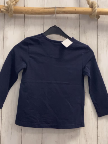   Langarmshirt  Gr. 104  blau Schrift mit Blumen 