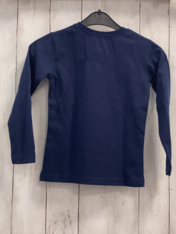   Langarmshirt  Gr. 104  blau Affenkopf mit Kappe weiße Schrift 