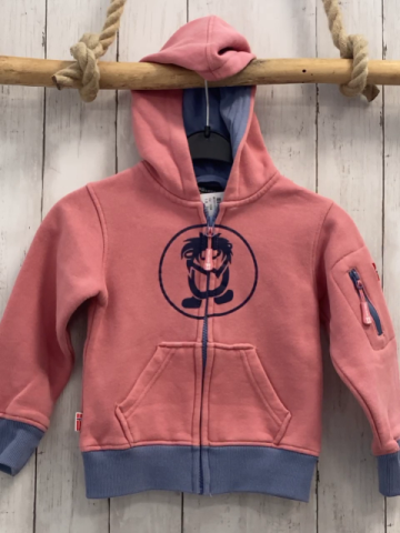 Trollkids  Sweatjacke  Gr. 104  rosa Kapuze hellblauer Bund + Reißverschlüsse 