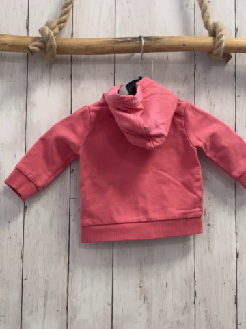 Esprit  Sweatjacke  Gr. 68  hellrot Kapuze gelbe Schrift 