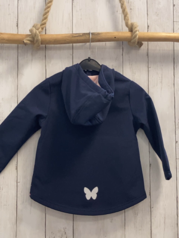   Softshelljacke  Gr. 104  blau bunte Schmetterlinge rosa Fleecefutter Kapuze 