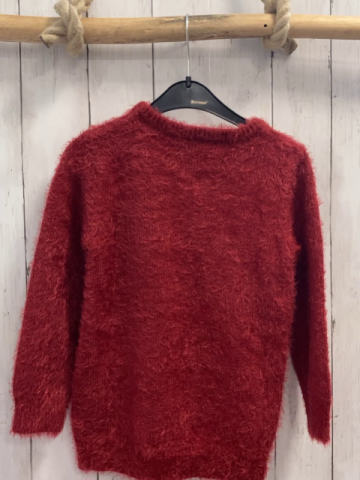 Famy  Pullover  Gr. 116  rot Strick flusig Rentier mit goldenem Pailettengeweih 