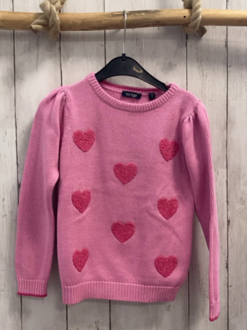 Blue Seven  Pullover  Gr. 116  rosa Strick pink Herzen mit silber Glitzer 