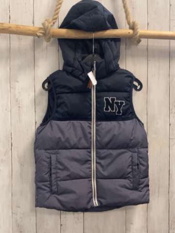 H&M  Weste  Gr. 134  blau + grau hellgrau meliert Kapuze 