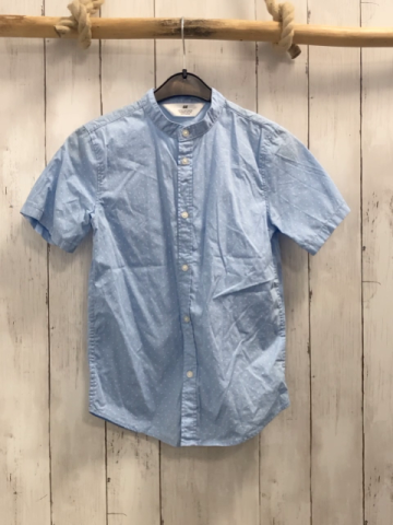 H&M  Sommerhemd  Gr. 134  hellblau weiße Punkte 