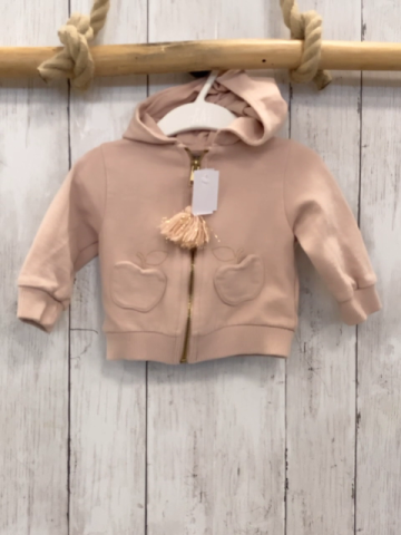 Emile et Ida  Sweatjacke  Gr. 68  rosa Kapuze Äpfel goldener Reißverschluss 