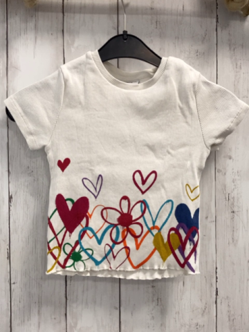 Desigual T-Shirt Gr. 110  weiß Blumen gerippt kurz geschnitten